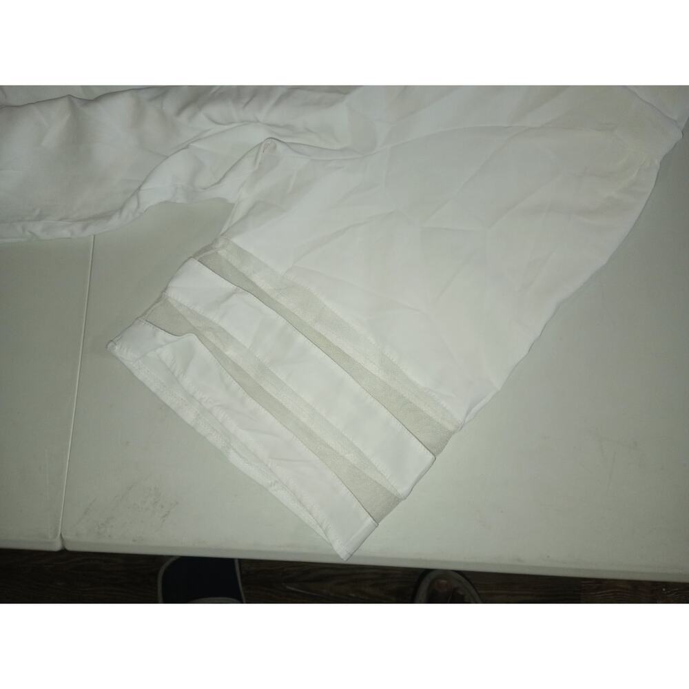 Women's White Short Sleeve V-Neck Blouse Panel Sleeves – Size L W006 - Picture 4 of 6